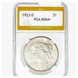 1923-D Silver Peace Dollar PGA MS64+