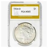 1934-D Silver Peace Dollar PGA MS65