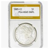 1885-CC Morgan Silver Dollar PGA MS65 DMPL