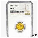 1852-O $2.50 Gold Quarter Eagle NGC VF30