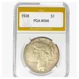 1928 Silver Peace Dollar PGA MS66