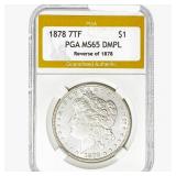 1878 7TF Morgan Silver Dollar PGA MS65 DMPL REV