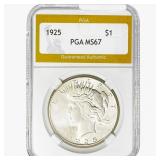 1925 Silver Peace Dollar PGA MS67