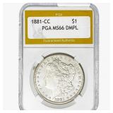 1881-CC Morgan Silver Dollar PGA MS66 DMPL