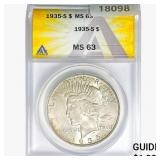 1935-S Silver Peace Dollar ANACS MS63