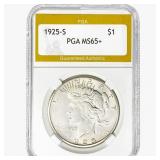 1925-S Silver Peace Dollar PGA MS65+