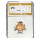 1874 Indian Head Cent PGA MS65 RD