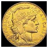 1912 20 Francs French Rooster Coin CHOICE BU