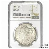 1881-S Morgan Silver Dollar NGC MS67