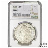 1886-S Morgan Silver Dollar NGC MS63