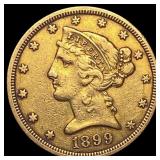 1899-S Liberty Head Half Eagle LIGHTLY CIRCULATED