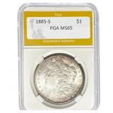 1885-S Morgan Silver Dollar PGA MS65