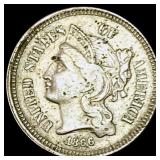 1866 Three-Cent Nickel CLOSELY UNCIRCULATED