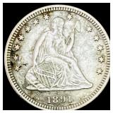 1891 Seated Liberty Quarter CLOSELY UNCIRCULATED
