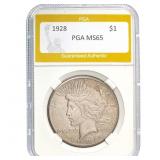 1928 Peace Dollar PGA MS65