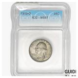 1939-D Washington Silver Quarter ICG MS67
