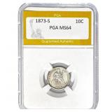 1873-S Seated Liberty Dime PGA MS64