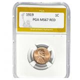 1919 Lincoln Wheat Cent PGA MS67 RED