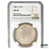 1881-O Morgan Silver Dollar NGC MS64