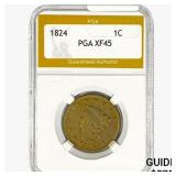 1824 Coronet Head Large Cent PGA XF45+