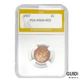 1907 Indian Head Cent PGA MS64 RED  MS64+ RED