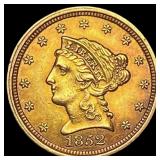 1852 $2.50 Liberty Head Quarter Eagle CLOSELY UNCI
