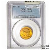 1947 B Switzerland .186oz Gold 20 Francs PCGS MS64