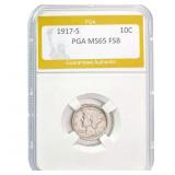 1917-S Mercury Dime PGA MS65 FSB