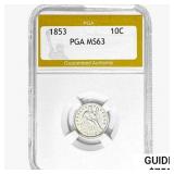 1853 Seated Liberty Dime PGA MS63