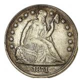 1871 Seated Liberty Dollar XF