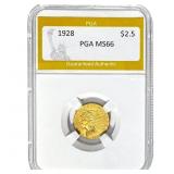 1928 $2.5 Indian Head Gold PGA MS66