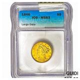 1846 $5 Gold Half Eagle ICG MS63 Large Date