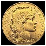 1913 French 20 Francs Rooster Coin CHOICE BU