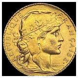 1913 French 20 Francs Rooster Coin CHOICE BU