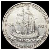 1924 Huguenot-Walloon Half Dollar CLOSELY UNCIRCUL