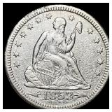 1853-O Seated Liberty Quarter NEARLY UNCIRCULATED
