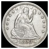 1853 Arrows Seated Liberty Quarter CLOSELY UNCIRCU