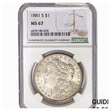 1881-S Morgan Silver Dollar NGC MS67