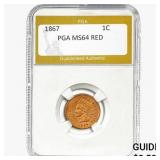 1867 Indian Head Cent PGA MS64 RED