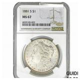 1881-S Morgan Silver Dollar NGC MS67