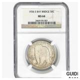 1936-S Bay Bridge Half Dollar NGC MS64