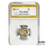 1921-S Buffalo Nickel PGA MS60 Miami COLL.