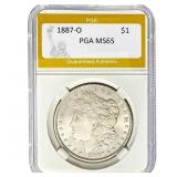 1887-O Morgan Silver Dollar PGA MS65