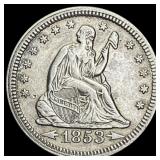 1853 Arrows Seated Liberty Quarter UNCIRCULATED