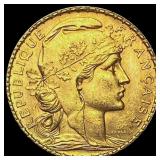 1910 France 20 Francs Rooster CHOICE BU