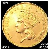 1859 $3 Gold Piece