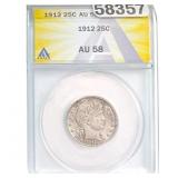 1912 25C Barber Quarter ANACS AU58