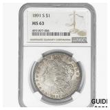 1891-S Morgan Silver Dollar NGC MS63