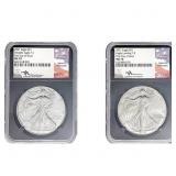 2021 Type 1 and 2 American Silver Eagle Set [2 Coi