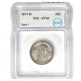 1917-D Standing Liberty Quarter ICG VF30